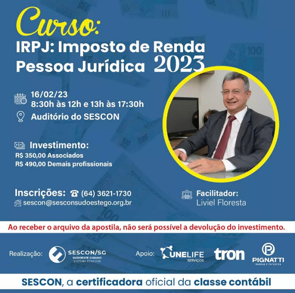 Curso Tributação das Pessoas Jurídicas 2023 Lucro Real, Presumido e Arbitrado