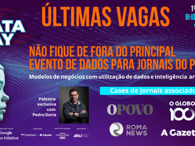 Seguem disponíveis algumas vagas para o 3º Data Day da ANJ
