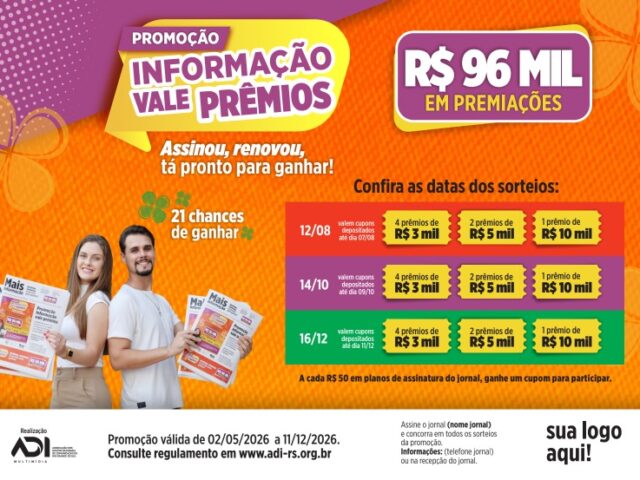 Reta final para concorrer a R$ 32 mil: primeiro sorteio da campanha de assinaturas da ADI está chegando